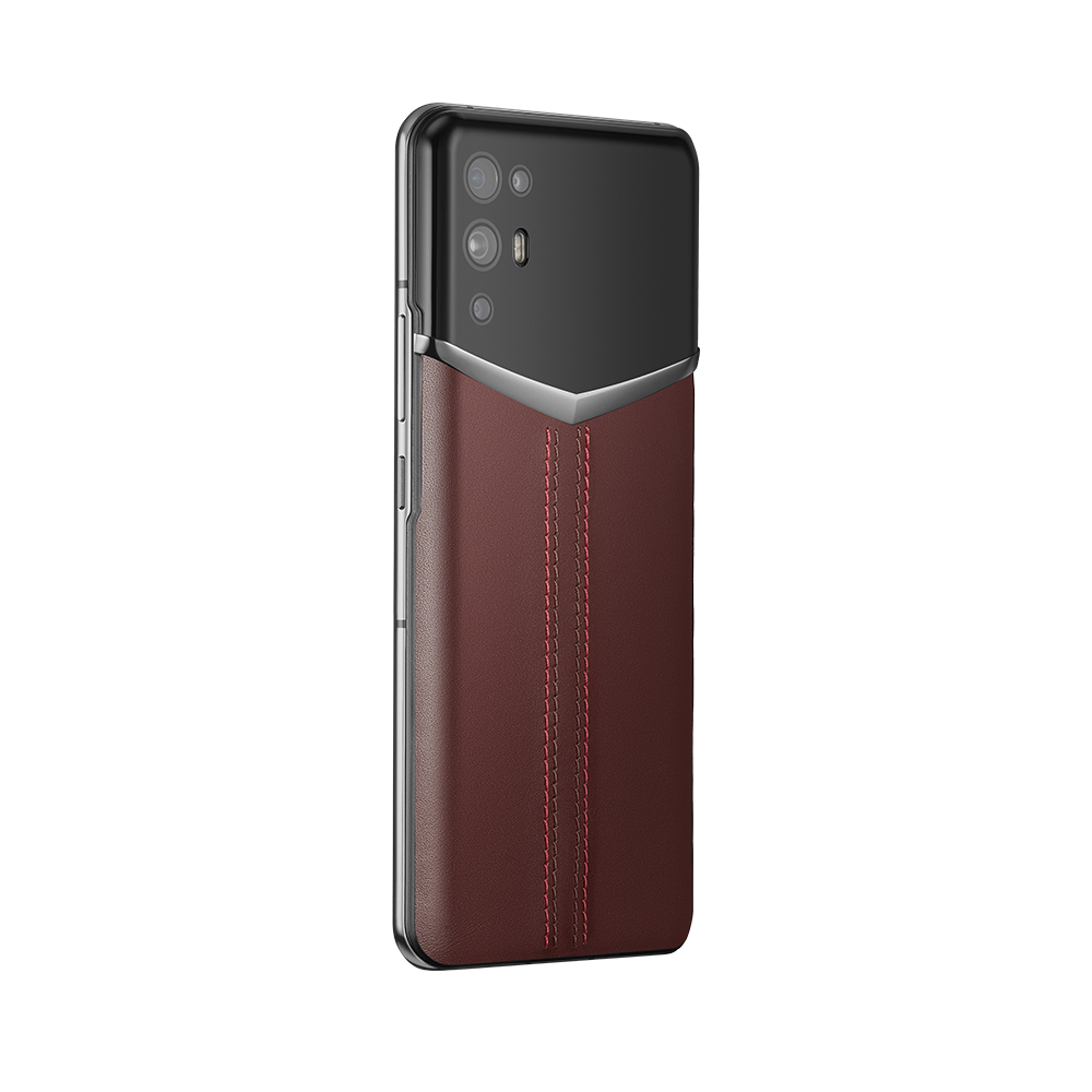 iVERTU Stitched Calfskin 5G Phone -Burgundy Red