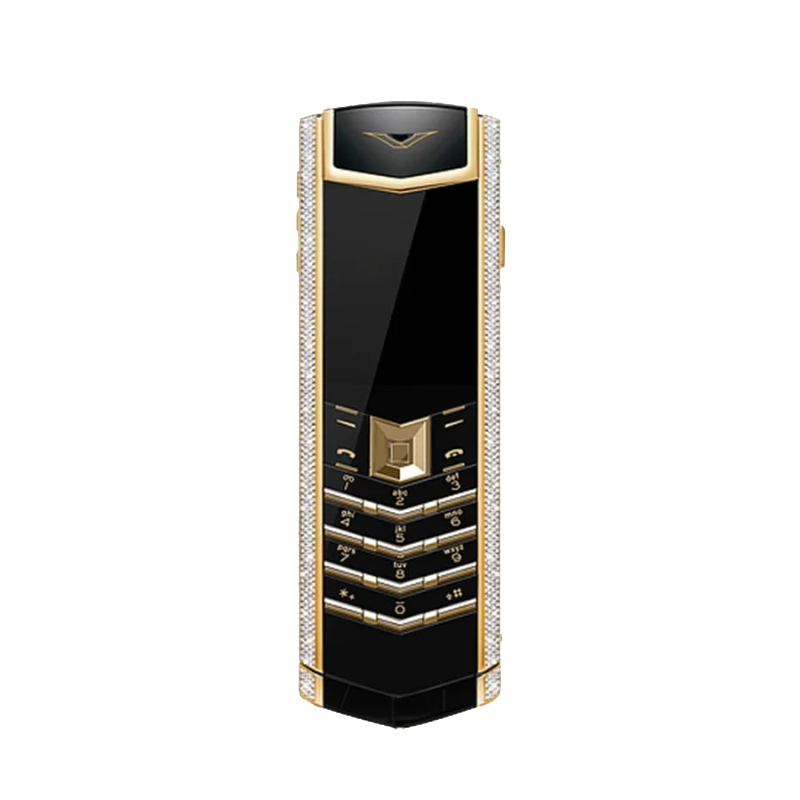 Signature V Diamond Alligator Skin Keypad Phone - Black