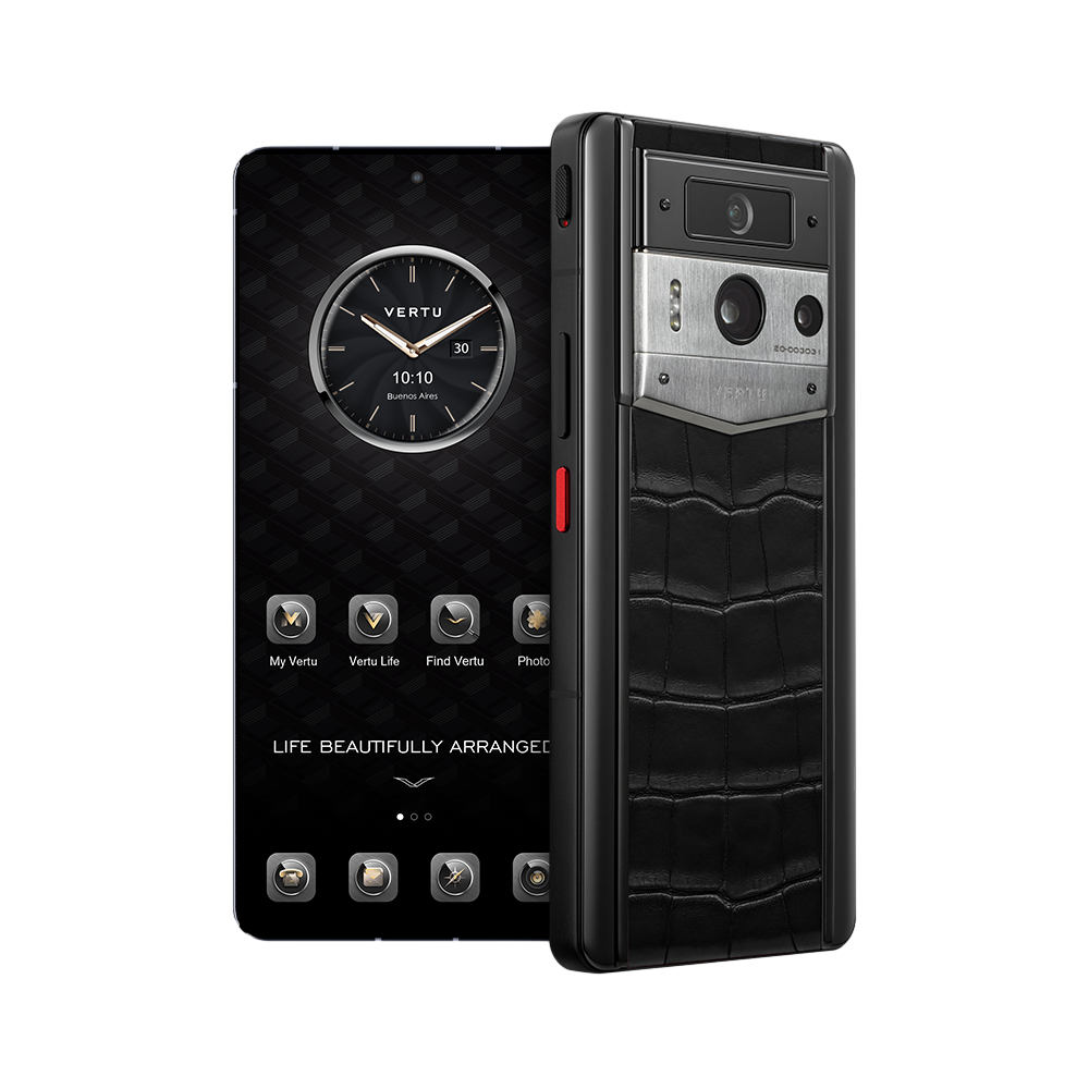 METAVERTU 2 Alligator Skin Web3 AI Phone - Black(Silver Case)