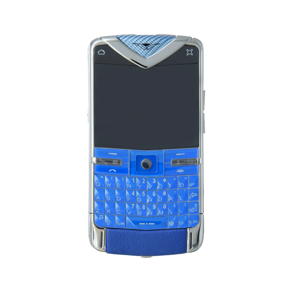 VERTU QUEST POLISH SS PEAT Blue Classic Keypad Phone - front view