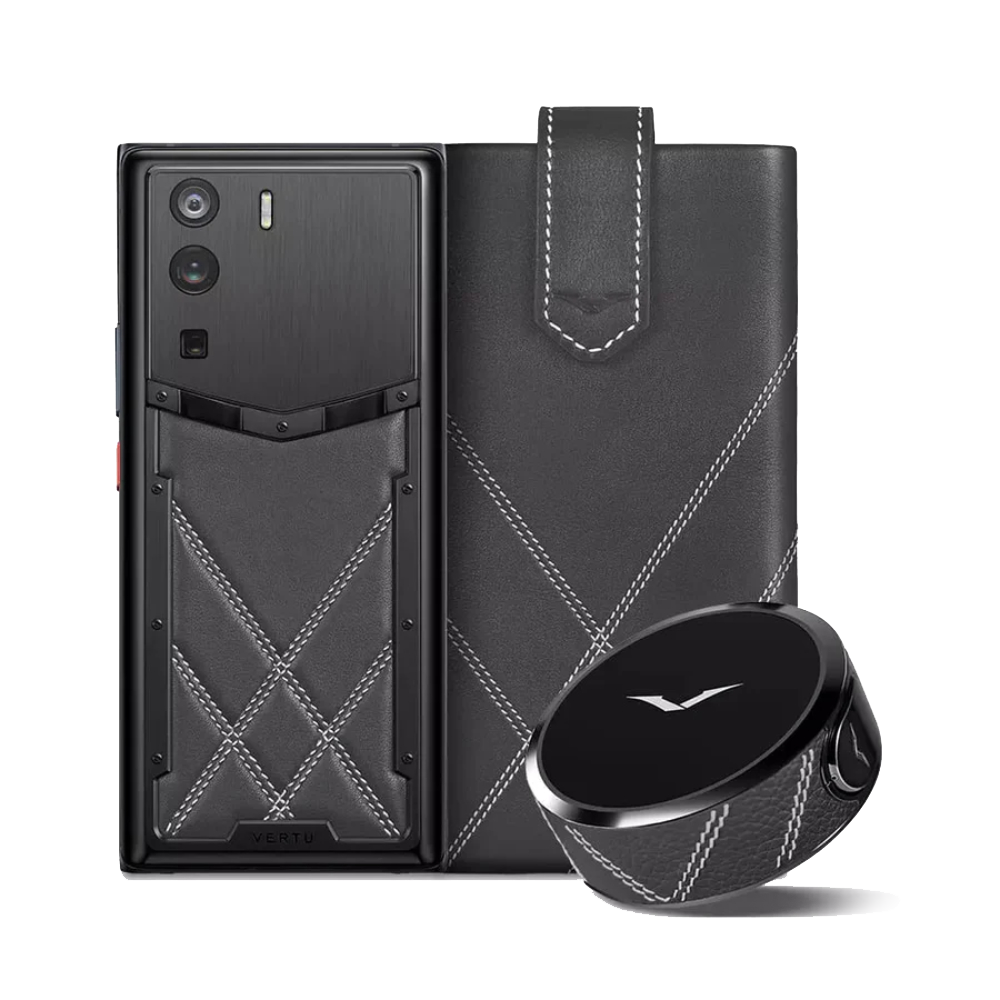 METAVERTU Stitching Calfskin 5G Web3 Phone Set - Black