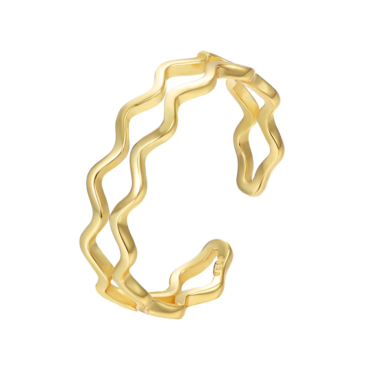 Gold Ripple Open Ring - White & Yellow