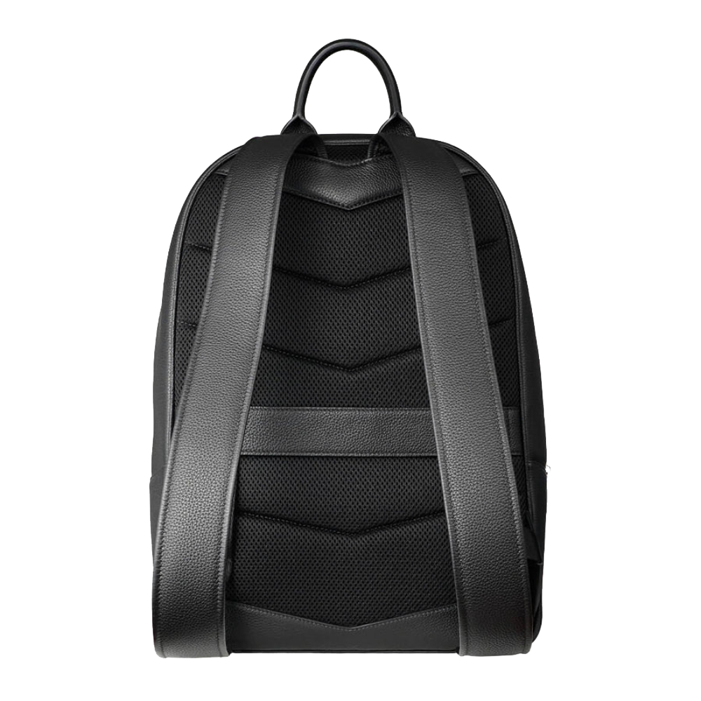 Leather Anti Theft Fingerprint Lock Backpack - Black
