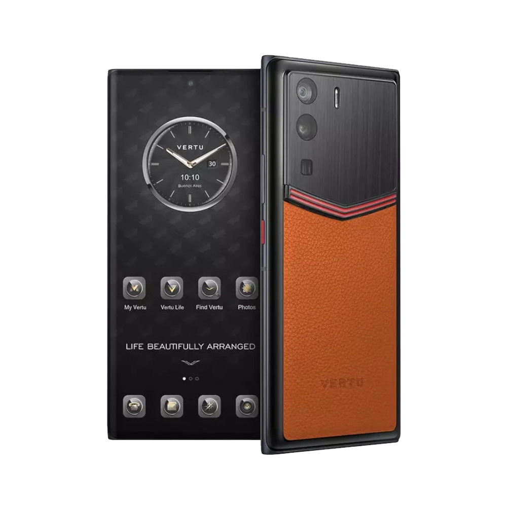METAVERTU Enameled Calfskin 5G Web3 Phone - Orange