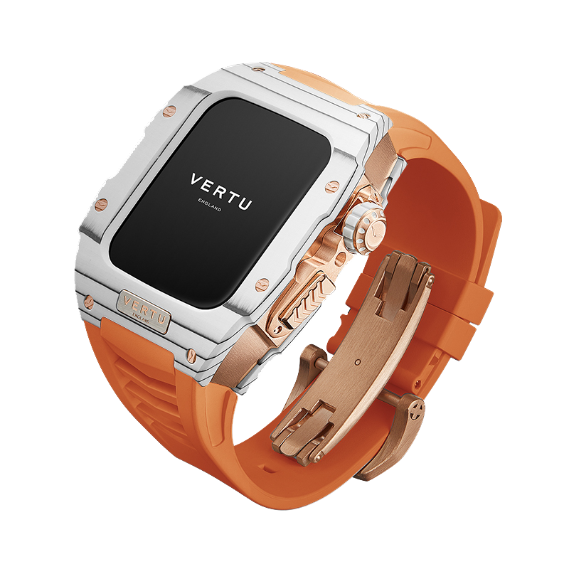 METAWATCH Smartwatch White Gold — Orange Watch Strap