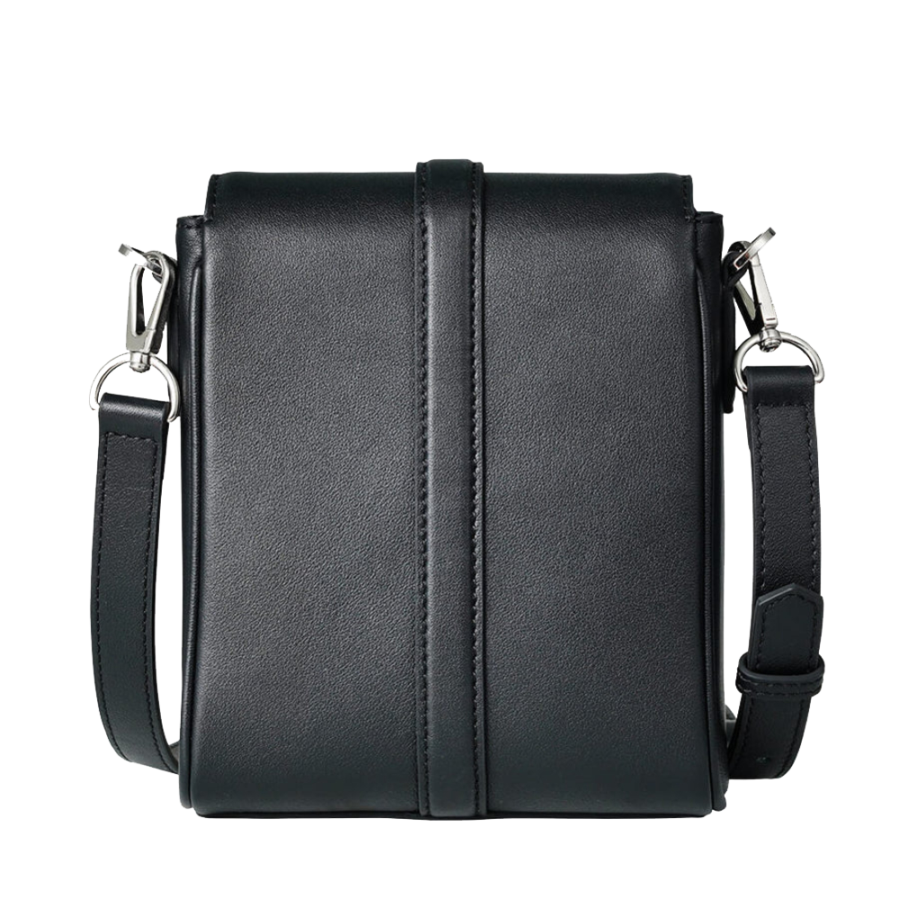 Business Crossbody Leather Mini Courier & Messenger Bag for Men - Black