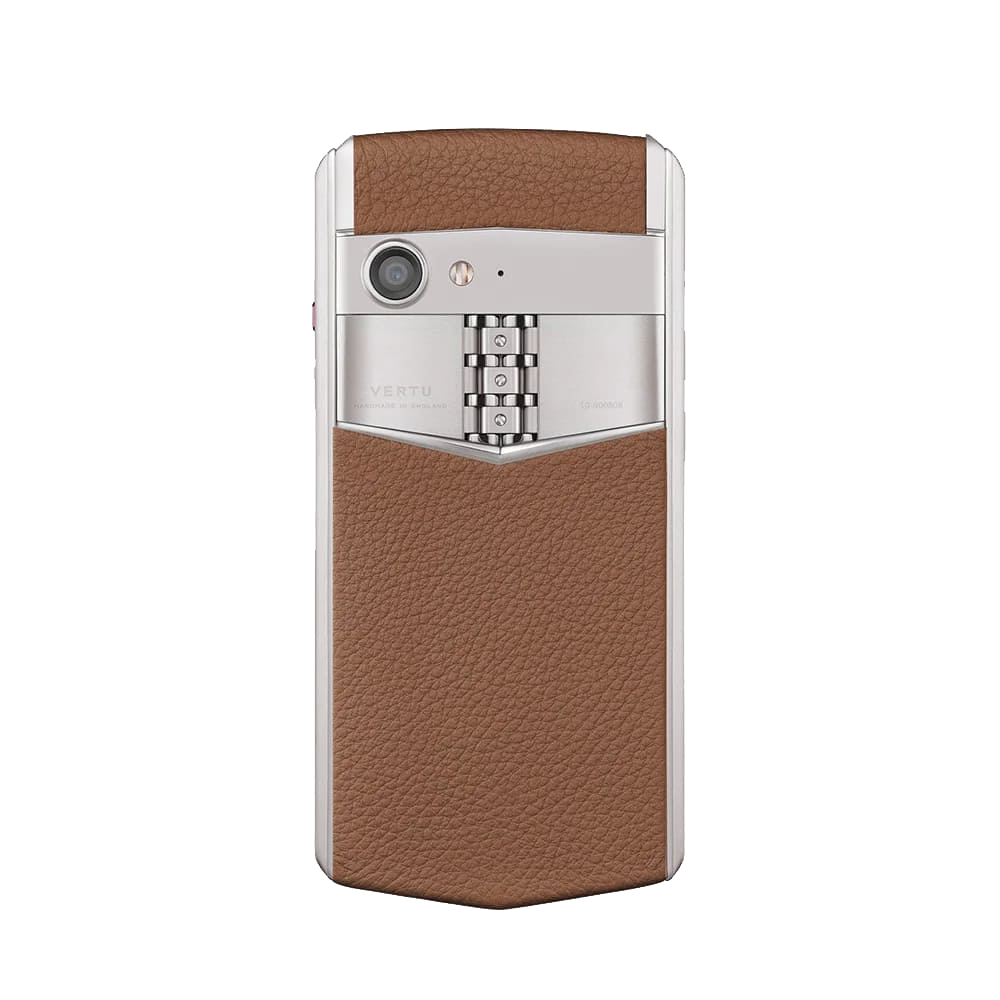 back Aster P Baroque Calf Leather Phone - Caramel Brown