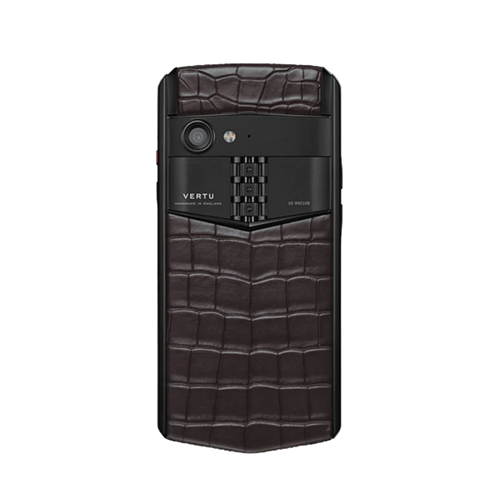 back Aster P Gothic Alligator Leather Phone - Amber Brown