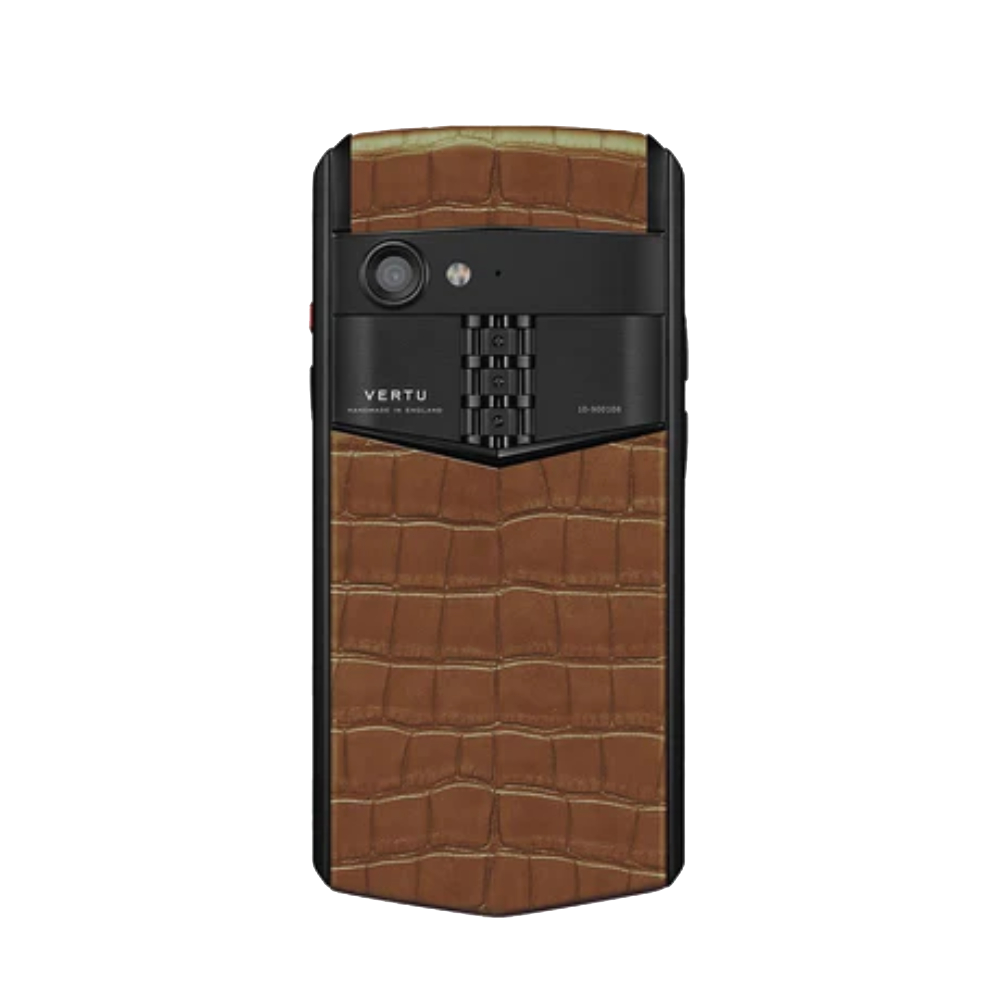 back Aster P Gothic Alligator Leather Phone - Cinnamon Brown