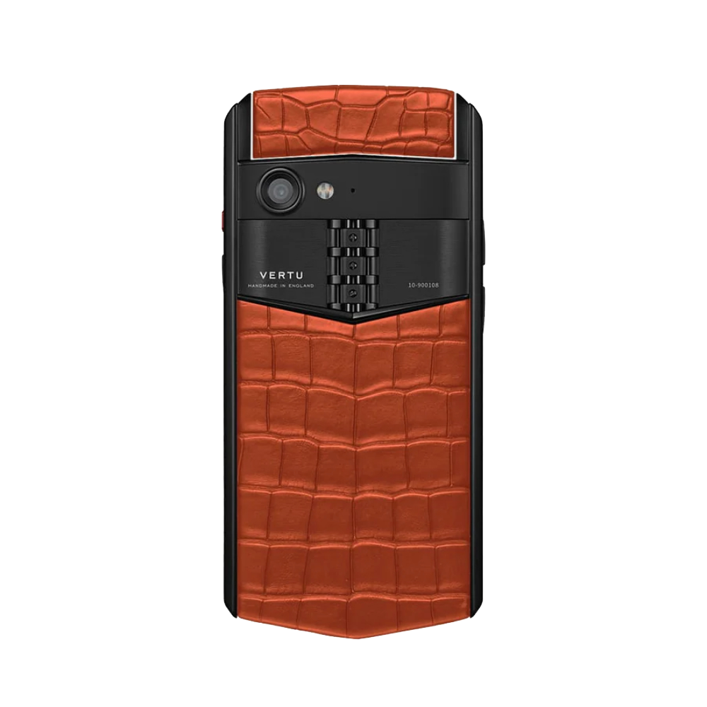 back Aster P Gothic Alligator Leather Phone - Tangerine
