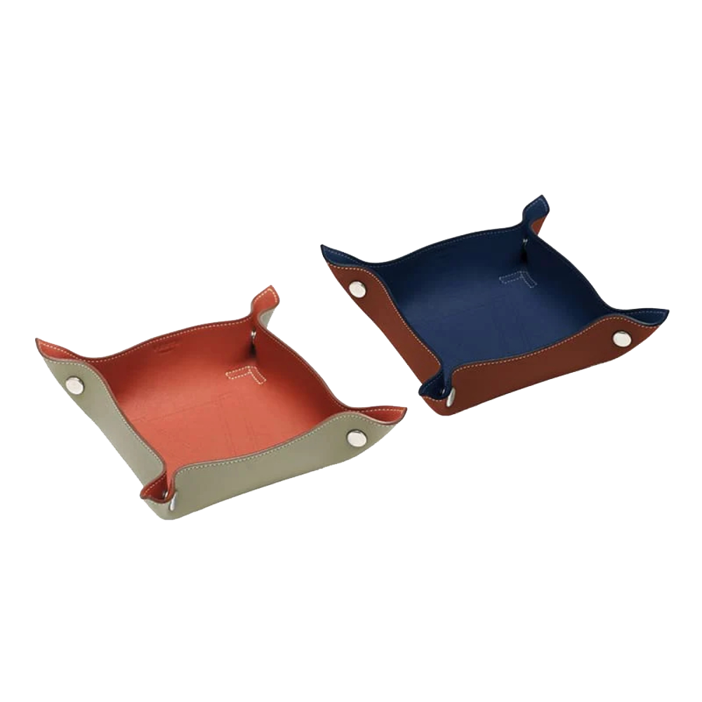 Calf Leather Serving Tray - Organge & Blue
