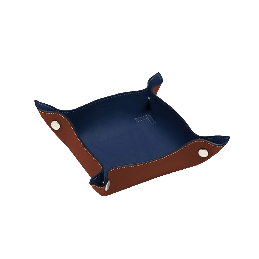 Calf Leather Serving Tray - Organge & Blue