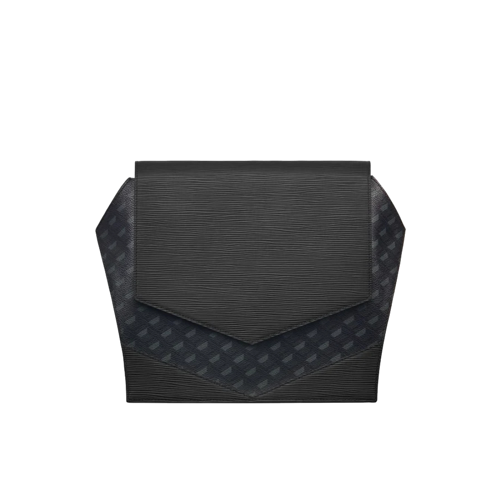 Folded V Leather Crossbody Courier & Messenger Bag for Women - Black