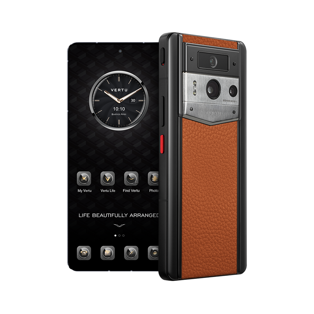METAVERTU 2 Calfskin Web3 AI Phone - Dawning Orange(Silver Case)